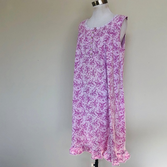 Pink Ruffled Hem and Collar Floral Nightgown Pullover Celestial Dream Large - Picture 1 of 11